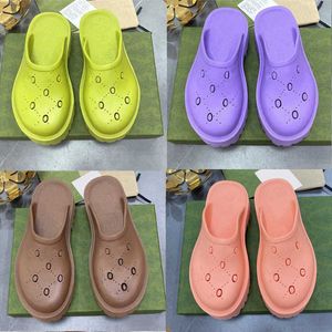 Designer tofflor plattform m￤n kvinnor perforerade g sandal glider ih￥liga gummi tofflor svart beige sommarstrand avslappnad sandaler mode flip flops storlek US4-11 331