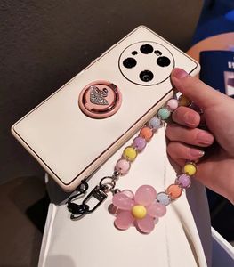 Fashion Women's Telephone para el iPhone 13 14 11 12 Pro Max Lange Macaron Color Boaded Japonés y Corea Ins Cadera de muñeca de muñeca de la cadena móvil de la flor de las cuentas hechas a mano