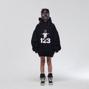 22FW Erkek Kadınlar Omuz Dışı 123 Çocuk Baskılı Hoodies Klasik Sonbahar Kış Kazak Kazak Moda Sıradan Sokak Kapşonlu Sweatshirt Tjmjywyz41