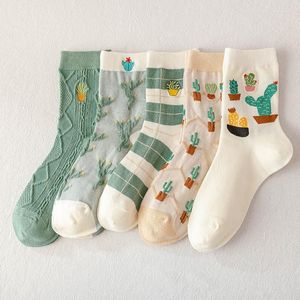 new fashion Women Socks 2022 Fashion Green Color Woman Cute Cartoon Print Kawaii College Style Sweet Girls Student Crew