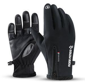 Yeni tam parmak eldiven fermuar kış bisiklet kayak unisex rüzgar geçirmez dokunmatik ekran peluş motosiklet bisiklet sürme taktik eldivenler7889740