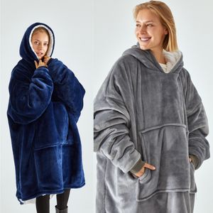 Kvinnors hoodies överdimensionerade filthuvtröja Sweatshirt bärbar sherpa lounging för vuxna kvinnor män