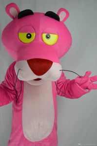 trajes de mascote de custos de qualidade feitos de mascote de pantera rosa do tamanho de adultos