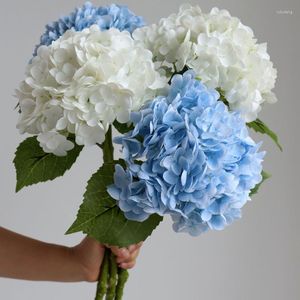 Decorative Flowers 1PC Simulation Feel Moisturizing Hydrangea Fake Flower Blue White Pink DIY Bouquet Wedding Table Home Party Decoration