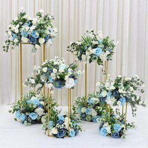 Party Decoration 60cm 80cm 100 cm Tall Flower Vase Gold Column Stand Metal Road Lead Wedding Centerpiece Rack f￶r evenemang