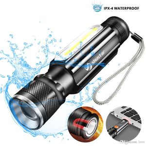 Rechargeable LED Flashlight COB Work light Bicycle Light Zoomable Torches 4 lighting modes Used for camping