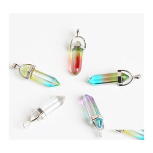 Konst och hantverk Colorf Glass Charms Hexagon h￤ngen f￶r smycken som g￶r DIY -halsband ￶rh￤nge presenter sport2010 Drop Delivery Home Gard DHQE7