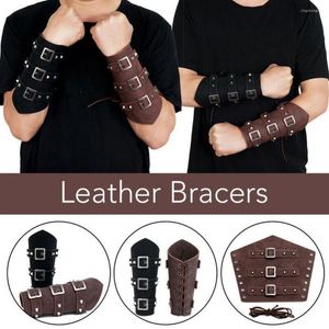 Bangle Vintage Punk 1Pc Leather Armor Arm Viking Bangles Pirate Knight Gauntlet Wristband Bracer Accessories Men's Bracelet Jewelry