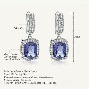 Dingle ￶rh￤ngen Gem's Ballet 7.2ct Natural Iolite Blue Mystic Quartz Drop Classic 925 Sterling Silver Fine Jewelry for Women