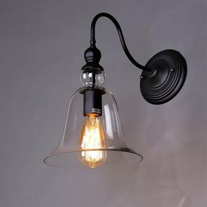 Retro Black Wall Sconce Industrial Vintage Wall Lamp Living Room Dining Room Porch Light Glass Shade Lamp235H