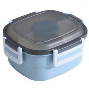 Dinnerware Sets 1 Set Modern Children Adults Storage Box With Fork Lunch Container Plastic Insulation Cold Preservation