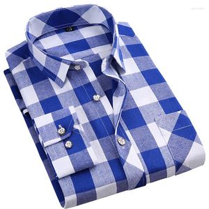 Camisas casuais masculinas Manga longa Moda manta de moda fino de colarinho quadrado macar