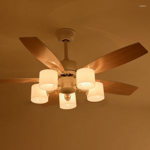 Pendant Lamps 52Inch Wooden Ceiling Fan Wood With Hand Rope Switch Fans Light White Energy Saving Ventilador De Techo