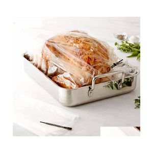 Disposable Dinnerware 100Pcs Heat Resistance Nylonblend Slow Cooker Liner Roasting Turkey Bag For Cooking Oven Baking Bags Kitchen D Dhu3S