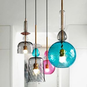 Pendant Lamps Vintage Loft Dining Room Led Glass Candy Decor Lights Living Bedroom Corridor Lighting Luminaire Kitchen Fixtures