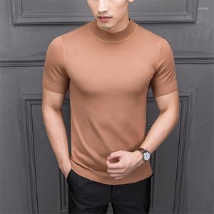 Erkek Sweaters Erkekler Pamuk T-Shirt Kazak Yarım Yavaş Yavaş Yavru Katı Suck Ter Yüksek Kalite De YQ Giyim Örgü Günlük Kısa Kollu