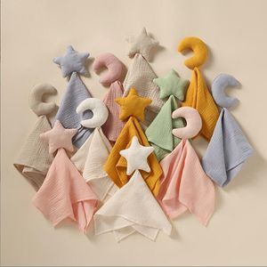 Baby Comforter Towels Hand Puppet Toys Sleeping Chew Gauze Cotton Star Moon Doll Soothe Appease Bibs Saliva Handkerchief Security Blankets BC221