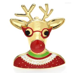 Broszki Wulibaby piękne szpilki jeleni Enamel Zużycie Szklanki Sweter Świąteczny Rok Bożego Narodzenia
