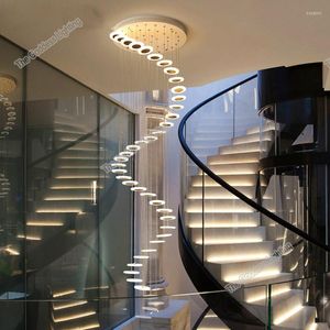 H￤ngslampor Spiral Aral Modern LED Chandelier Decor for Home Decoration Stairwell Dining vardagsrum taklampa inomhus l￶gloft