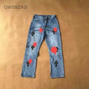 Мужские джинсы, дизайнерские, старые, потертые, хромированные, прямые брюки с принтом в виде сердца для женщин и мужчин, повседневные длинные Style2s5a