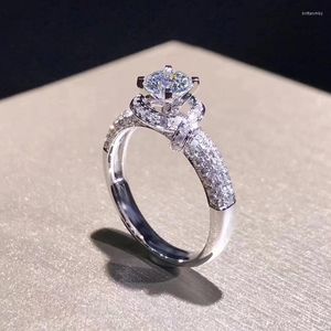 ウェディングリングYanleyu Luxury Brilliang Cubic Zirconia Stone Bands Ring for Women Solid925 Silver Color Engagement Jewelry PR215