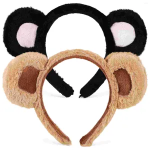 Bandanas 2 Pcs Cartoon Bear Ears Headbands Fluffy Animal Hairbands Halloween Christmas Cosplay Headdress Props