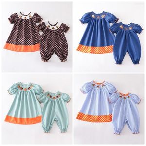 Girl Dresses Exclusive Girlymax Sibling Fall Thanksgiving Baby Girls Stripe Polka Dots Turkey Woven Smocked Dress Romper Set Kids Clothes