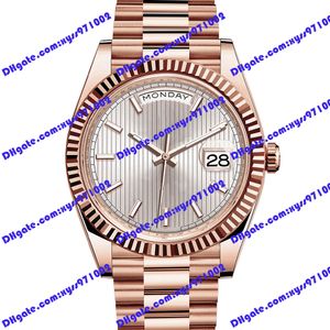 H￶gkvalitetsherrklocka 2813 Automatisk mekanisk klocka M228235 40mm Silver Stripe Luxury 18K Rose Gold Watchs Rostfritt st￥l 228238 Watches Sapphire Glass