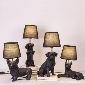 Настольные лампы современная смола щенка для спальни животные собачьи настольные лампы для ночной стойки светодиодные светильники