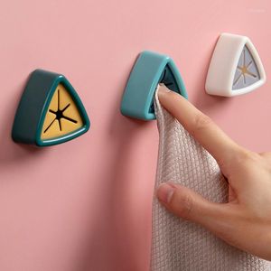 Hooks Triangle Towel Plug Storage Rack Self-Adhesive Holder Wash Cloth Punch Free Wall Hanger Kitchen Organizer