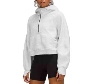 Custom Streetwear Clothing Sports Fitns Long Sve Half Zip Cotton Crop Top Hoodi For Women4021014