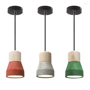 Pendant Lamps Modern Creative Simple Light For Dining Room Restaurant Bedroom Bedside Colorful Cement Solid Wood Cafe Bar Hanging Lamp