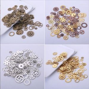 Charms Gears Charm 100 Lot 8-15mm Steampunk Mini Gear Pendant Antik brons Diy Metal Jewelry Making