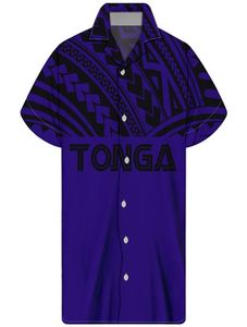 Men039s Casual Shirts Hycool Tonga Tattoo Print Marine Blue Vintage Short Sleeve Men Shirt Button Up Oversize Hawaiian Beach Cust6442464