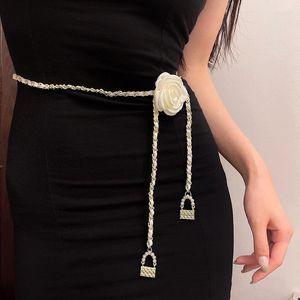 Belts Luxury Metal Chain Belt For Women Pearl Leather Waist Fashion Belly Chains Suitable Jeans Skirt Dress Hip Hop Body Jewelry