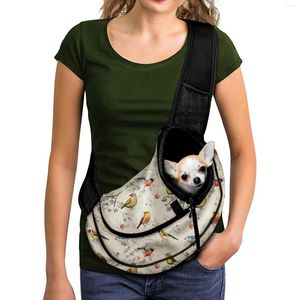 Siedzisko samochodu dla psów urocze ptaki wzór psów psa koty torba na ramię na ramię na zewnątrz Podróż przenośna siatka Pets Crossbody Torby Akcesoria