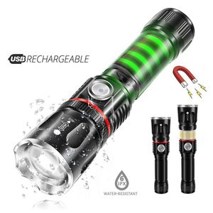 USB Charging High-end LED Flashlight Surrounding COB lamp Tail magnet design Support zoom 4 lighting modes Waterproof Torches