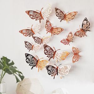ウォールステッカー12pcs/セット3Dキッズルームホーム装飾蝶の冷蔵庫の装飾ホロー