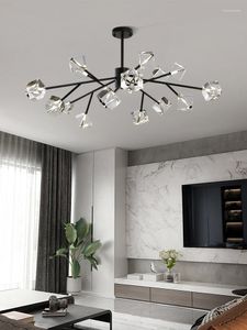 Chandeliers Modern Black Chandelier For Living Room Luxury Crystal Lamp Dining Bedroom LED Cristal Lustre