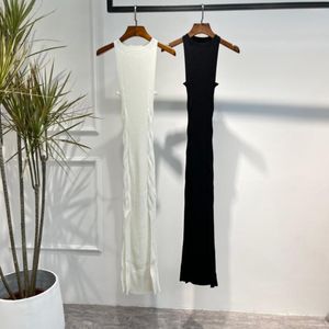 Повседневные платья твердые черные белые армии зеленая боковая сторона разделенная рукавов Shealth Midi Frietwear платье 2022 Летняя женская одежда моды моды
