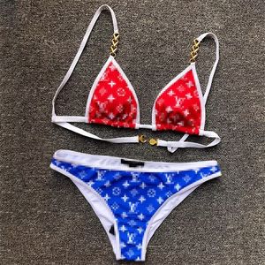 Biquíni de grife maiô feminino sexy maiô feminino sem encosto letra dividida multicolorido verão praia maiôs vento roupa de banho 2023