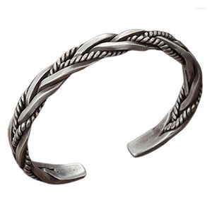 Bangle Retro Weave Silver Plated Bracelet Adjustable Alloy For Men Male Gift Decor Good-looking TEN