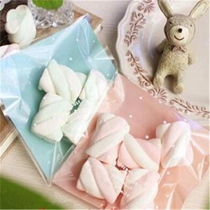 Present Wrap 100 PCS Blue Pink Green Opp Self Lime Cookie Packaging Bag Wedding Candy Decoration 10 10cm 7 7cm