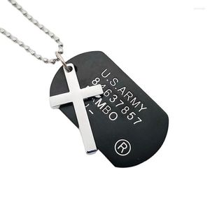 Pendant Necklaces 316L Stainless Steel Cross & Dog Tag Necklace Mens Cool Trendy U.S. Army Soldier Name Jewelry Ball Chain