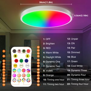 SMART WIFI LED RUND Takljus RGBCW Dimble Tuya -app kompatibel med Alexa Google Home Bedroom vardagsrum omgivande cirkulära sovrumslampor