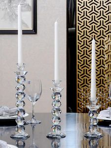 Mum tutucular kristal cam mum tutucu romantik yemek masası standı masaüstü düzenlemeleri ins candelabra centerpiece düğün için