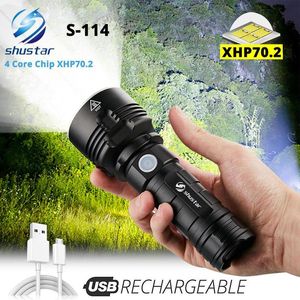 4 Core XHP70.2 LED Flashlight Waterproof Torches Tactical camping hunting light 3 Lighting modes Powered by 26650 battery