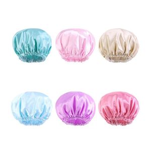 Beanie/Skull Caps Solid Color Elastic Double Layer Waterproof Bath Turban Hair Care Work Hat Headwear For Women Fashion Accessories DHLDF