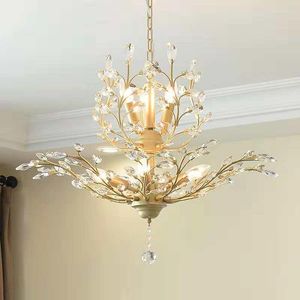 Lampy wiszące gałązki żyrandol żyrandol amerykański salon sypialnia jadalnia twórcza osobowość retro żelaza lampa kryształowa lb12111