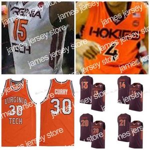 College-Basketball trägt Nik1 Stitched Custom 23 Tyrece Radford 24 Kerry Blackshear Jr. 42 Ty Outlaw 30 Dell Curry Virginia Tech Hokies Männer Frauen Jugend